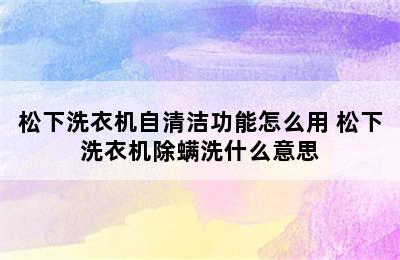 松下洗衣机自清洁功能怎么用 松下洗衣机除螨洗什么意思